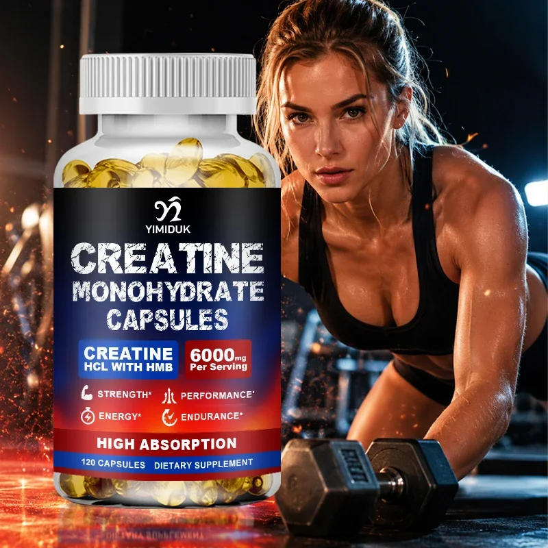 6000mg Creatine Supplements, with HCL & HMB, Boost Strength, Lift Performance, Speed Muscle Repair, for Sport People
