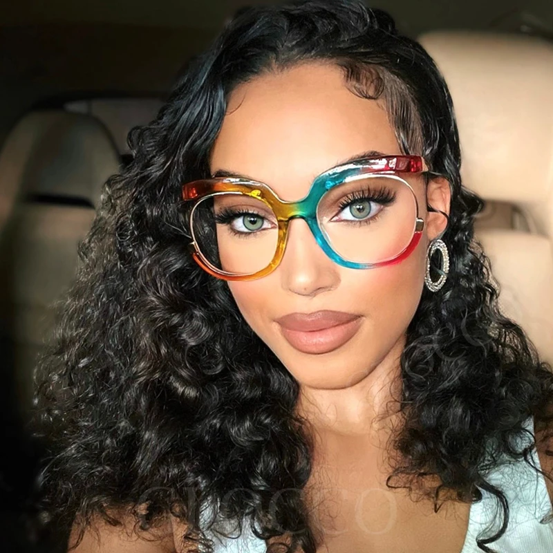 Fashion Oversized Square Rainbow Reading Glasses Women Men Luxury Brand Large Frame Presbyopia Eyeglasses Readers +1.75 +3.25 +6