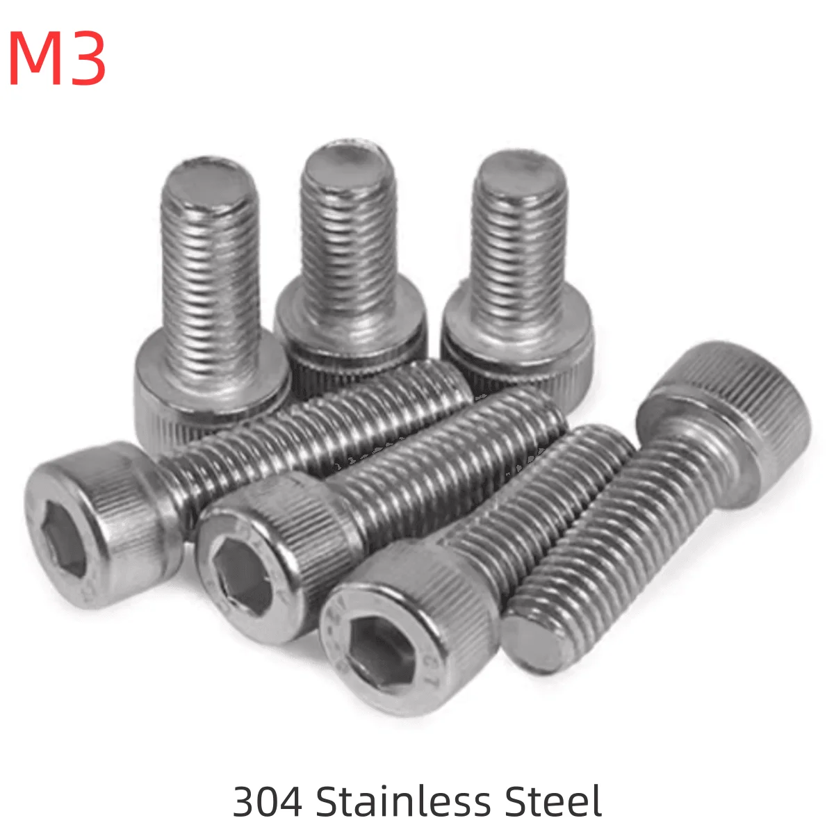 M3 304 Stainless Steel 18-8 Socket Head Cap Screws Bolts Allen Socket Hex Drive Full Thread DIN 912 A2