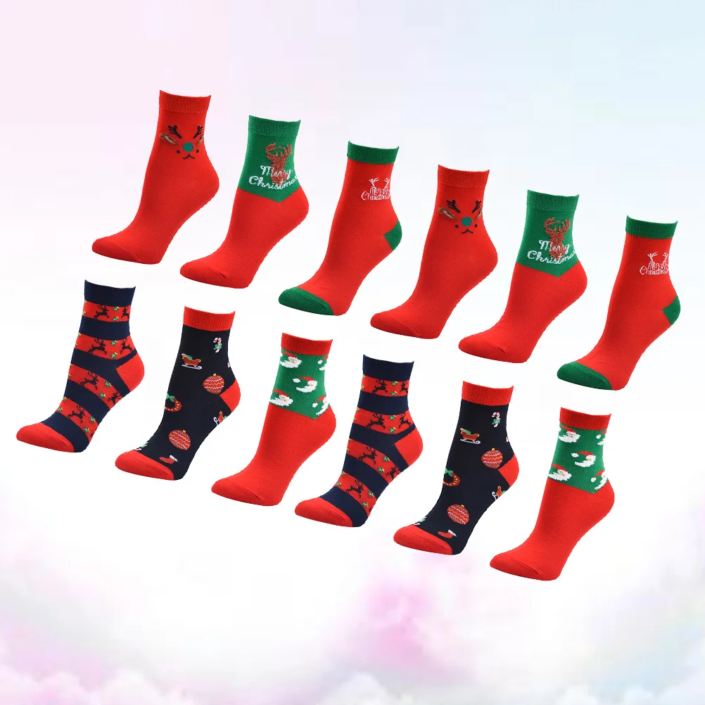 

Christmas Socks Cute Xmas Cotton Women Girls Stocking Winter Autumn Mid Tube Soft Elastic Breathable Fashionable