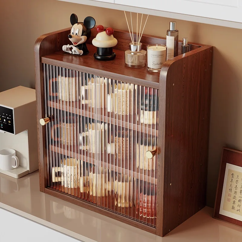 Solid wood cup holder, cup storage rack, desktop tea cup set, coffee cup, water cup, dining table, countertop, dust-proof side