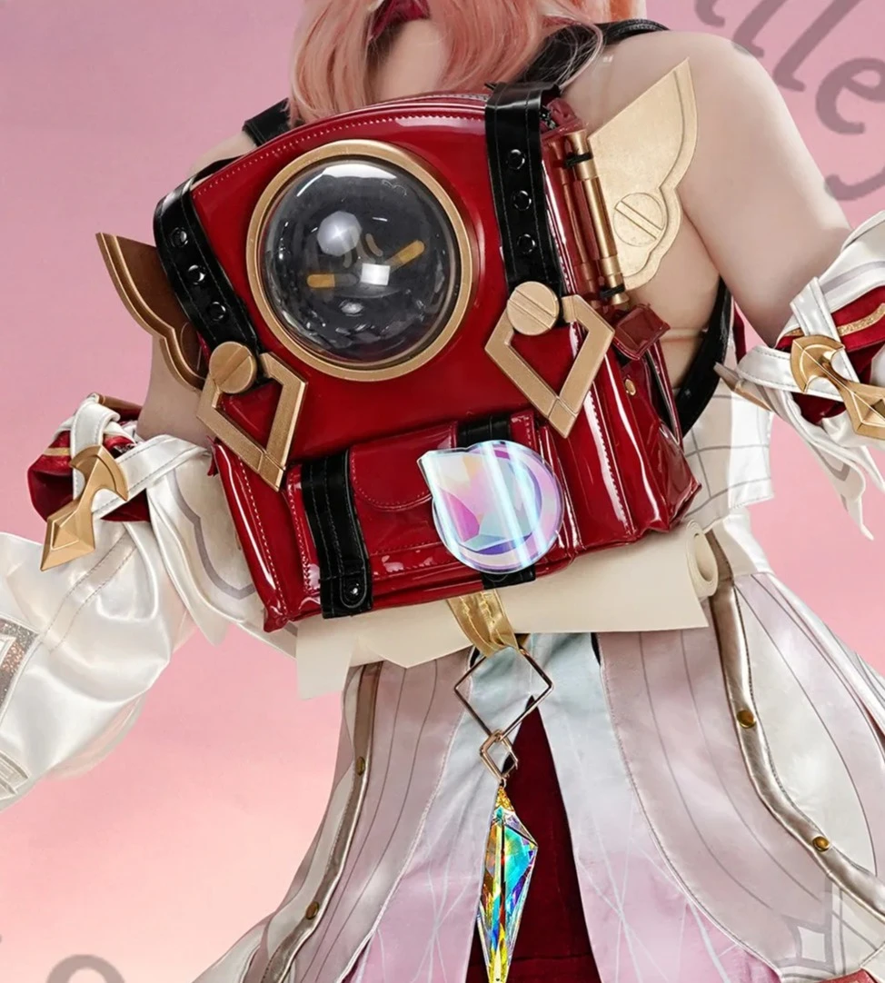 

Anime Genshin Impact Linnea Cosplay Knapsack Backpack Prop Cartoon Shoulders Bag Laser Badge Comic Exhibition Props Accessories