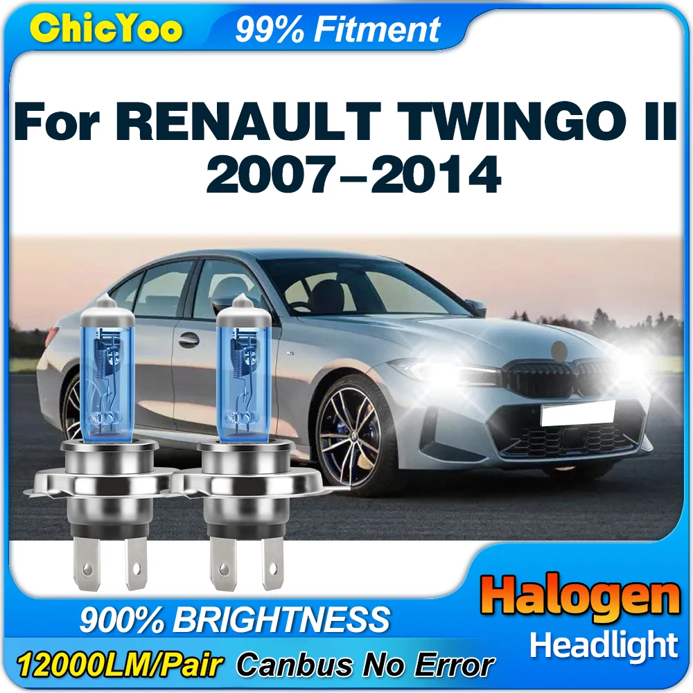 

Car Headlight Bulbs 12V 100W Halogen Lamps 6000K White High Low Beam For RENAULT TWINGO II 2007-2009 2010 2011 2012 2013 2014