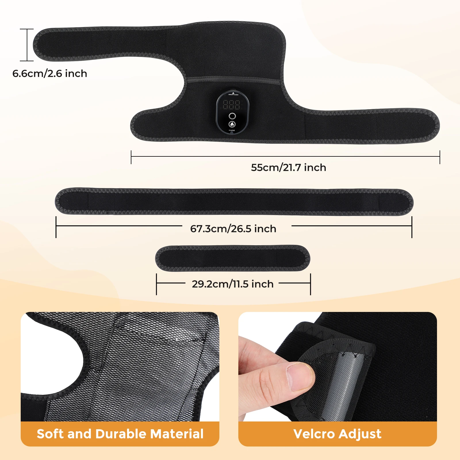 히팅 무릎 마사지 패드 3-in-1 어깨 팔꿈치 랩 브레이스 열 마사지기 핫 컴프레스 근육 이완 전기 온열 벨트