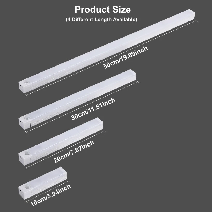 LED Stickable Rechargeable Motion Sensor Night Light Portable lamp for Outdoor Desk Piano Room Club Student Dorm
