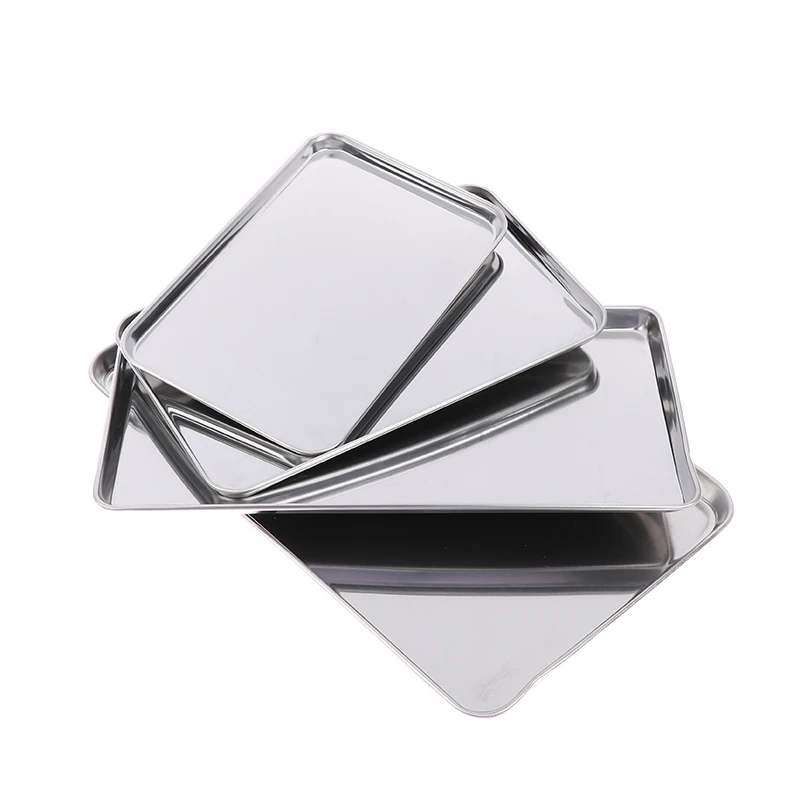 1PCS Stainless Steel Tray Rectangle Plate Kitchen Medical Organizer Baking Plate