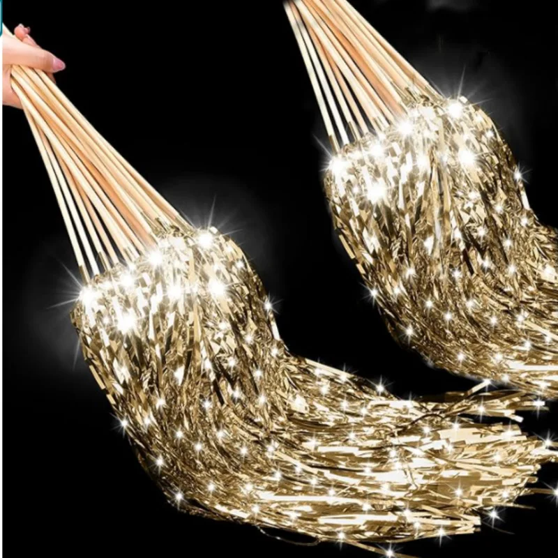 

European Style LED Tassel Rain Silk Fairy Stick For Wedding Outdoor Lawn Decoration Festival Celebration Magic Stick Props 100pc