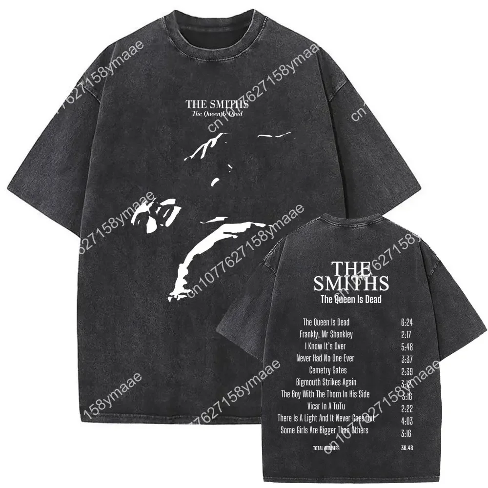 British Rock Band The Smiths The Queen Is Dead Funny Cat Retro Washed T-shirt Alternative 1980's Indie Morrissey T Shirt Unisex