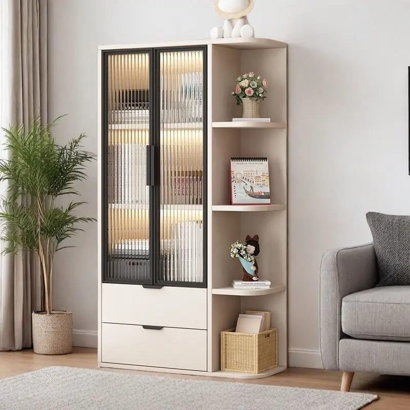 Solid wood bay window cabinet storage cabinet cream wind bookcase window sill storage cabinet sunscreen glass bedroom