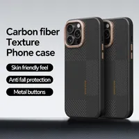 For iPhone 16 15 Pro Max Case X-level Carbon Fiber Texture Magnetic Metal Camera Protecction Cover for iPhone 15 Pro