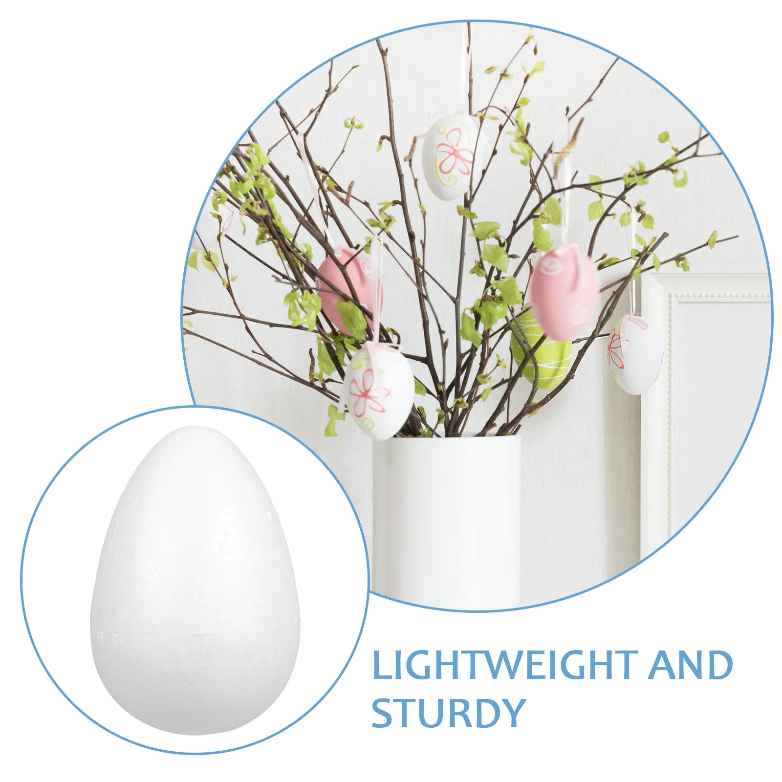 12Pcs Large White Foam Easter Eggs Smooth Surface for Painting Decorating Crafting Easter Scenes Centerpieces
