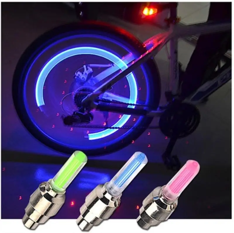 Luz LED para válvula de bicicleta, luz de neón para radios de bicicleta, luz para válvula de neumático de bicicleta, luz de advertencia de conducción nocturna, accesorios para bicicleta
