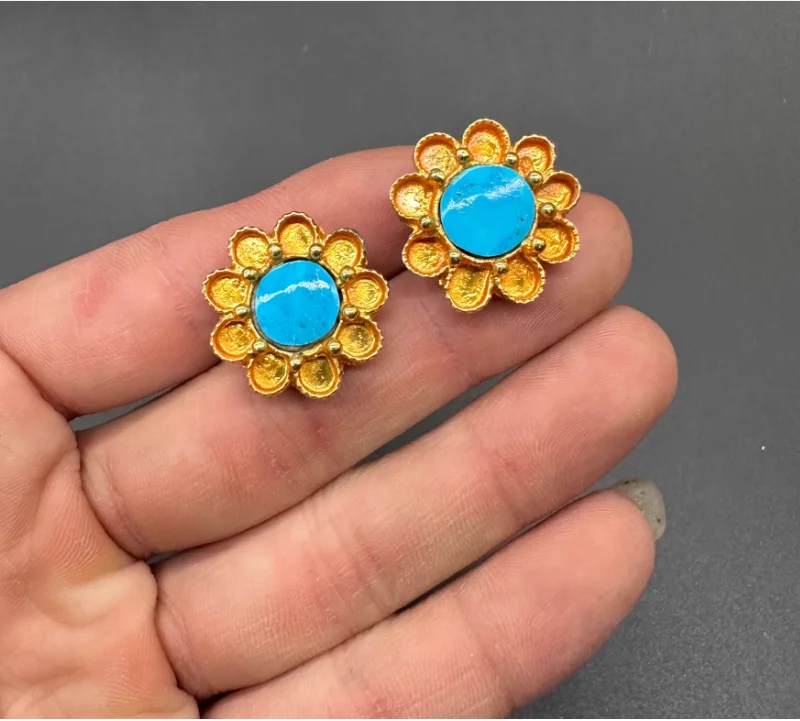 

Chinese Tibetan Earrings Nepalese Handmade Brass Gold-plated Earrings