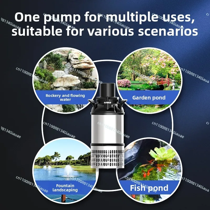 Fish Pond Pump Circulation Filter Pond Pump  Large Flow Stainless Steel Submersible Rockery Outdoor