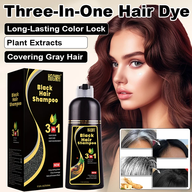 

Botanical Bubble Hair Dye 500ml 3-in-1 Hair Color Cream Cover Gray Hair Black and Brown Beauty Nourishes Long Lasting Permanent