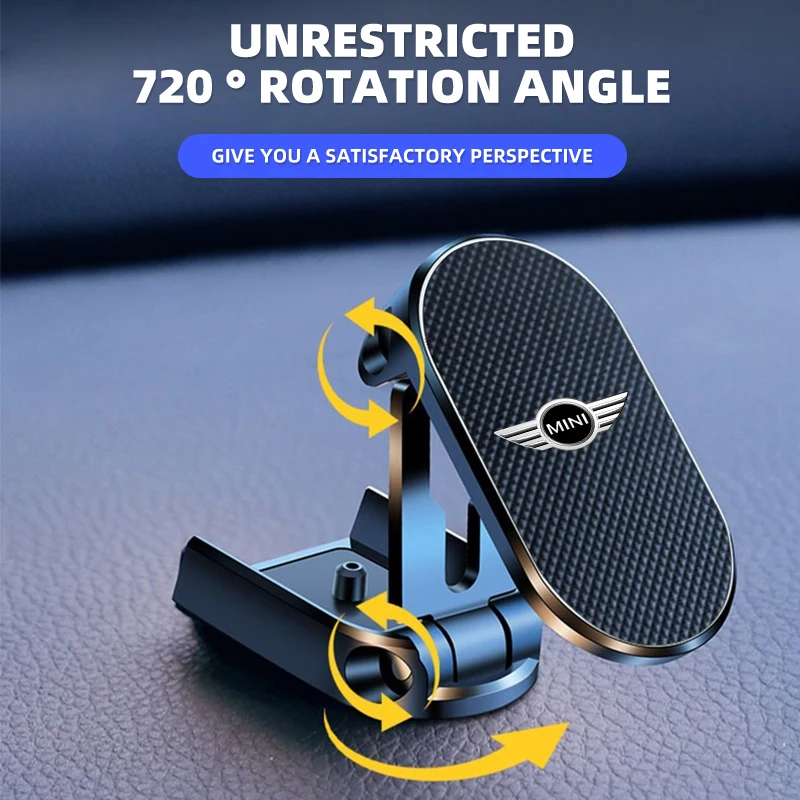 1pcs Folding Magnetic Car Holder 360 Degree Rotatable Mobile Phone Bracket For MINI R53 R52 R50 One JCW Clubman Countryman WORKS