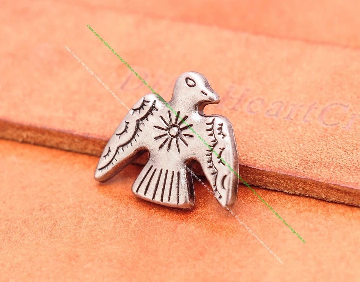 20 Stück 24*21mm Vintage Silber Original Ethno Südost Indische Kunst Sonne Donner Vögel Lederhandwerk Gürtel Schmuck Concho Screwback – Detail 3