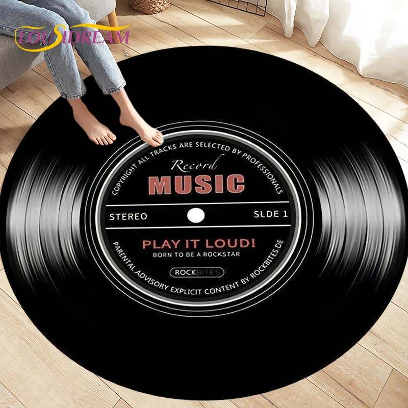 Classical Music Vinyl Record Round Rug,Carpets for Living Room Chair Decoration,Children\'s Play Crawling Soft Non-slip Floor Mat