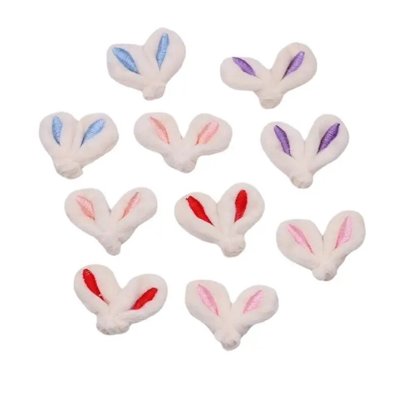 

New 10pcs/lot DIY Handmade Plush Embroidered Ears Padded Patches Appliques For Clothes Sewing Supplies DIY Hair Decoration