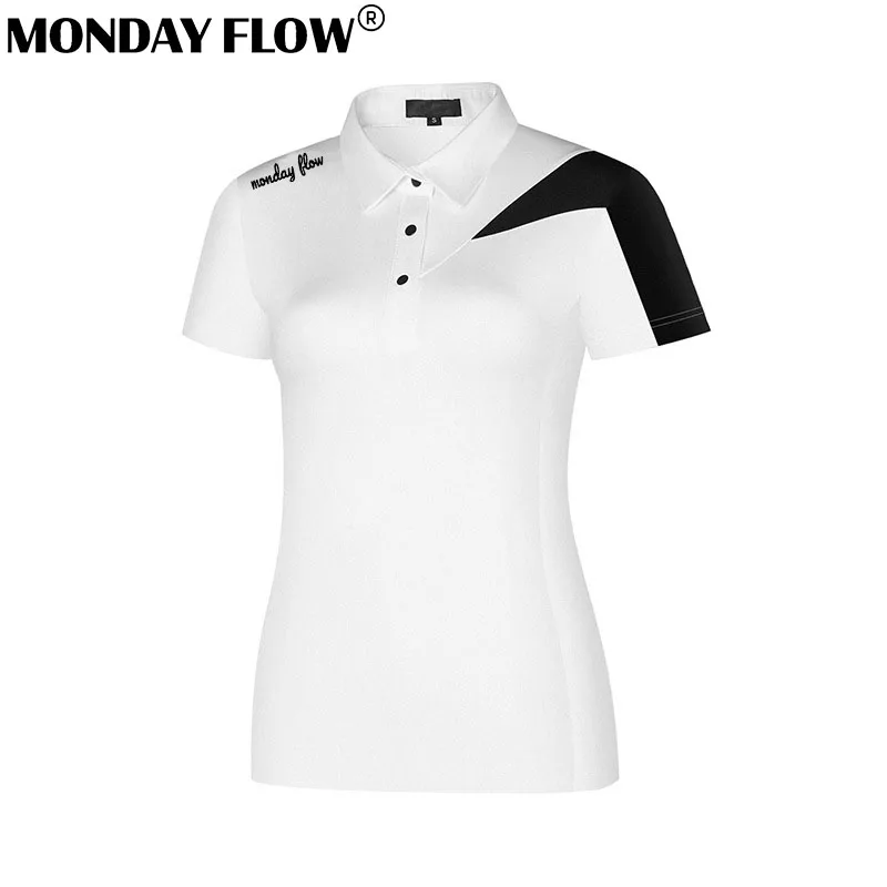 

Monday Flow Summer Women's Clothing Polo Neck Short-sleeved T-shirt Ice Silk Breathable Quick-drying Slim Tops Outdoor Leisure