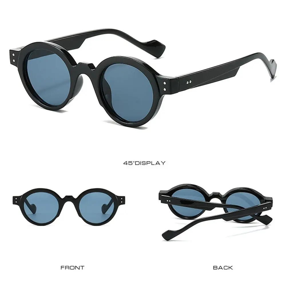 Double Color Round Sunglasses Fashion Clear Lens Rivets Decoration Punk Shades UV400 Y2K Glasses
