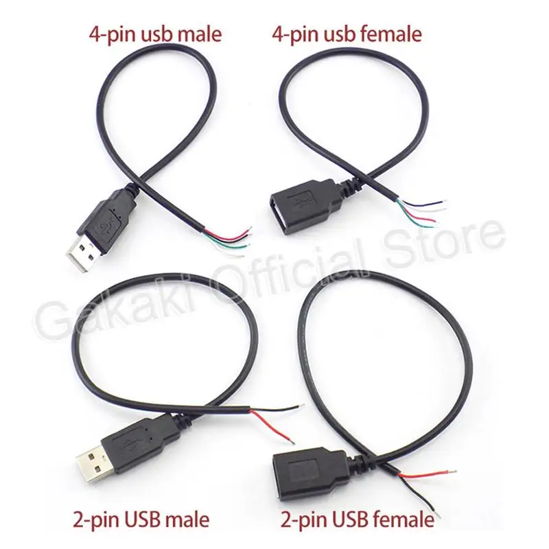 5 Types Wire Micro USB 2.0 Type-C AUX Mono Connector Power Supply Extension Cable Charger Male to Female 2-pin 4-pin Data Line u