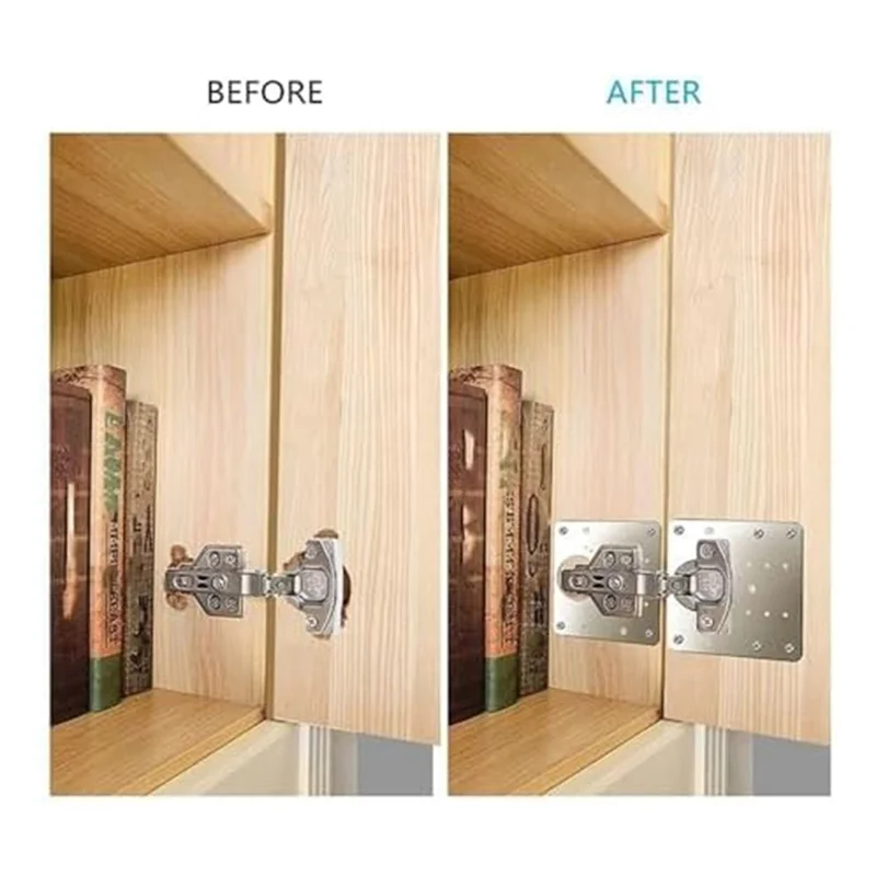 

2025 Trend Cabinet Hinge Repair Plate Kit Kitchen Cupboard Door Hinge Mounting Plate With Holes Flat Fixing Brace Brackets Durab