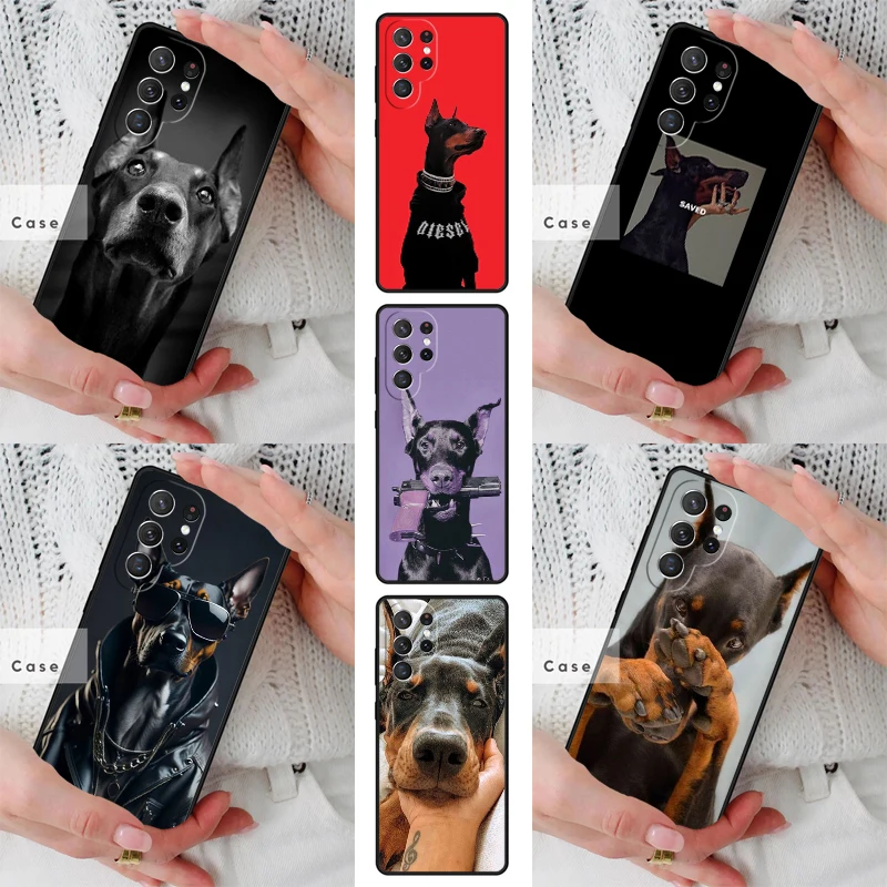Doberman dog SOFT TPU Phone Case for Samsung Galaxy S26 S25 S24 S23 S22 S21 S20 Note10 Plus FE Ultra Cover
