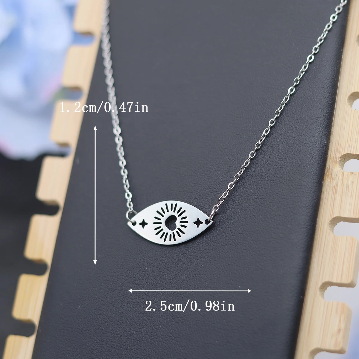 Kinitial Hollow Heart Sunburst Charm Connector Pendant Necklace Oval Pendant Stainless Steel Jewelry For Women Men