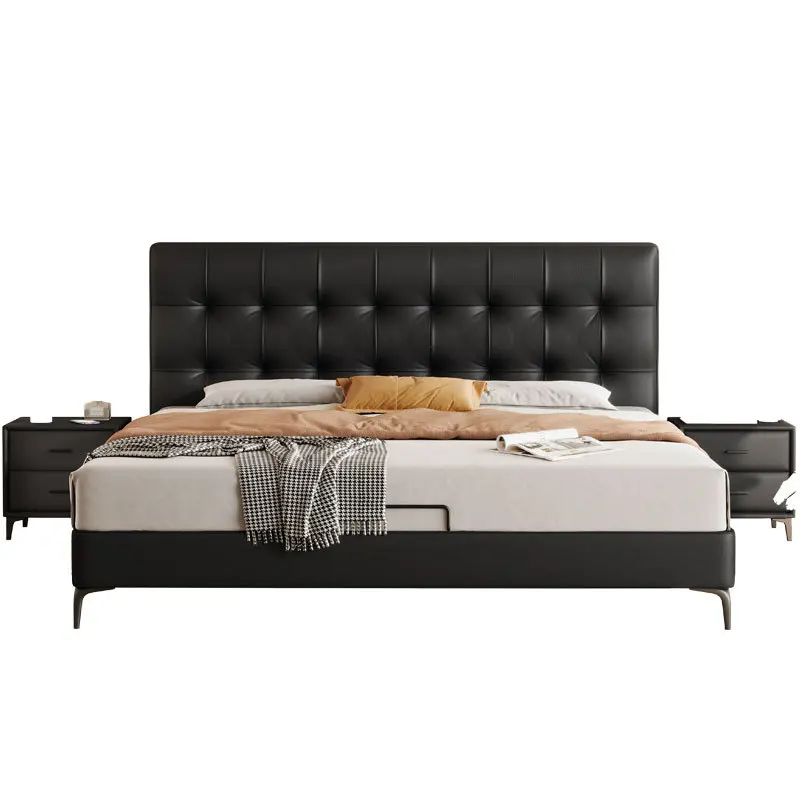 

Italian minimalist leather bed Modern minimalist double bed