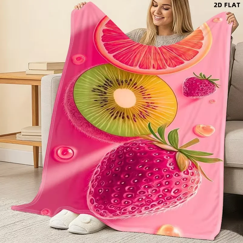 Watercolor Tomato Basil Tile Throw Blanket Soft All‑Season Decor Travel Nap Blanket Unique Kitchen Style Housewarming Gift