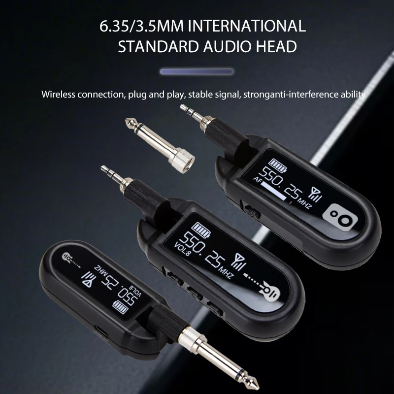 

M-02 UHF Guitar Wireless Transmitter/Receiver | 30m Range, Active Noise Cancelling, Type-C Charge, 8H Battery, Multi-Unit Use,
