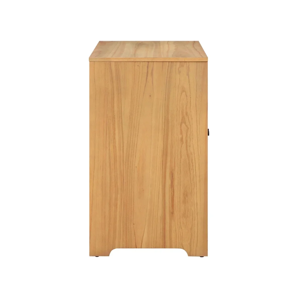 Natural Oak Bar Cabinet Solid Wood Frame Adjustable Shelves Removable Wine Storage Easy Assembly Modern Farmhouse Design Durable