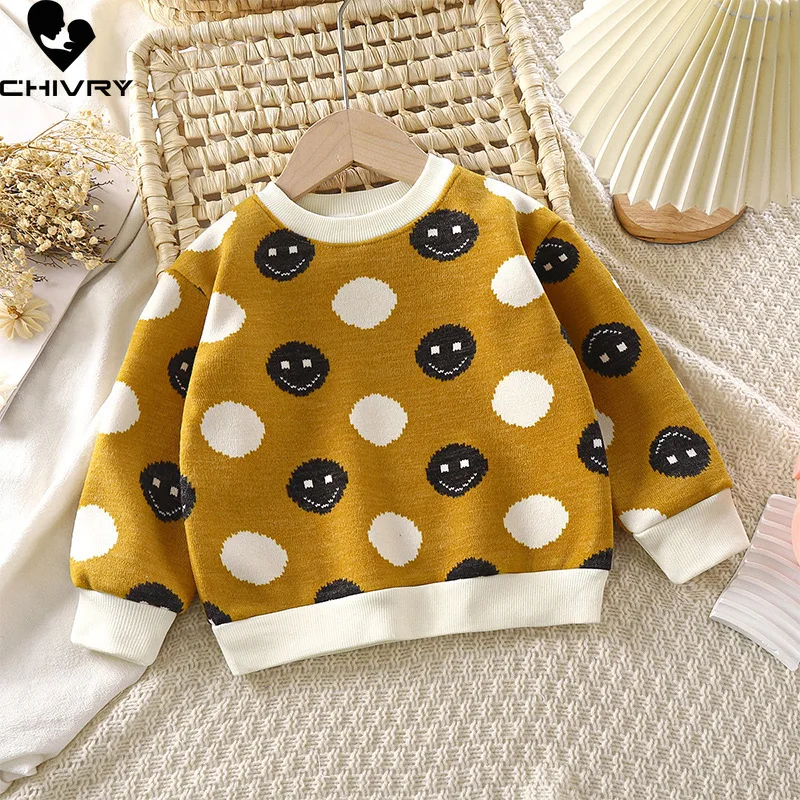 Neue Herbst Winter Kinder verdicken Pullover Baby Jungen Mädchen Rundhals Pullover Cartoon Erdbeere gestrickt warme Pullover Pullover Tops