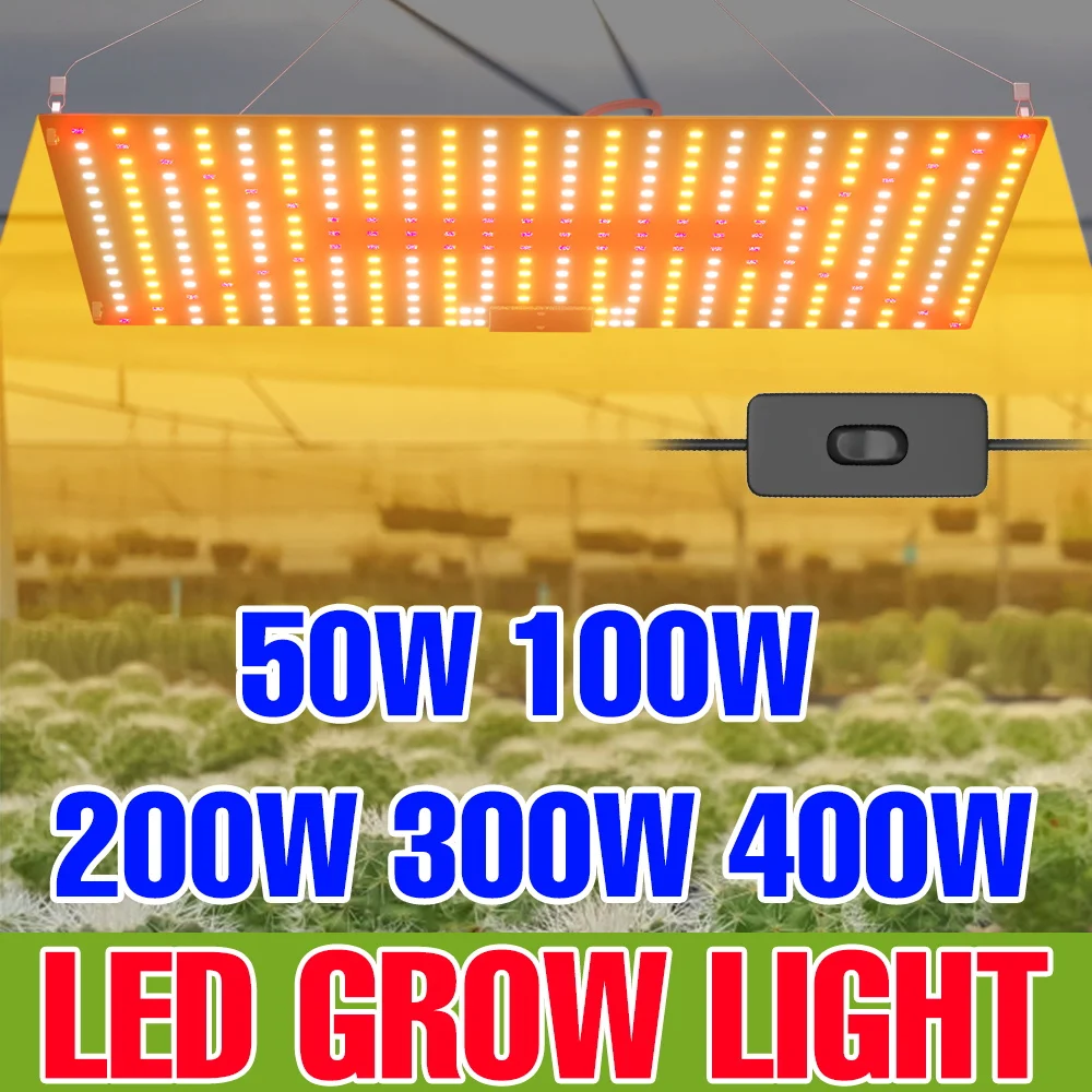 

400W Full Spectrum LED Grow Lights 100-277V Quantum Plate Plant Lamp Indoor Flower Potted Cultivation Fill Lighting US/EU Plug