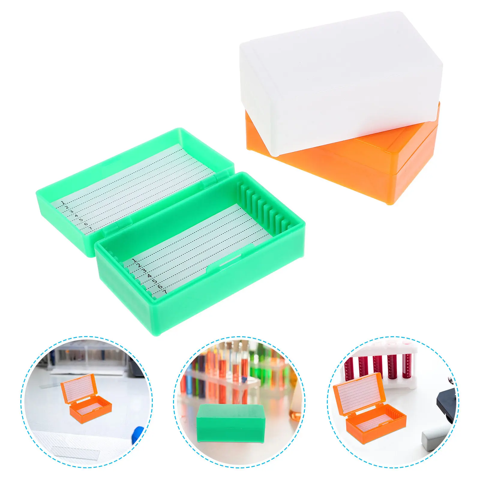 

3Pcs Microscope Slide Storage Box Multipurpose Reusable Slide Container for Glass Slides Teaching Lab Research Personal