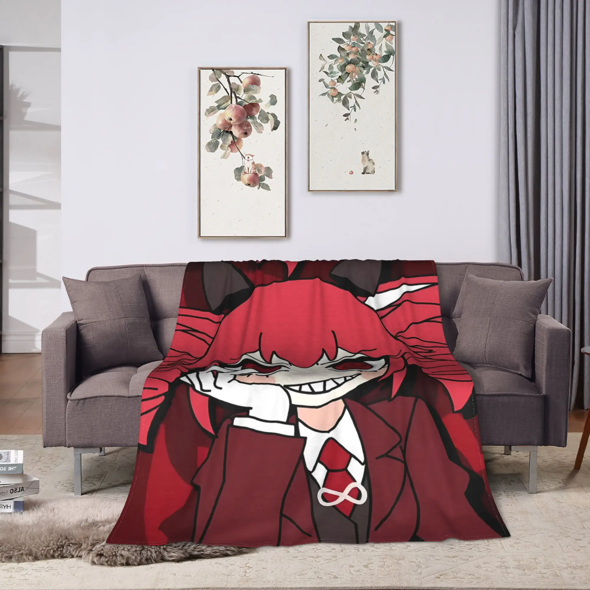 Kasane Teto Grin Dark Anime Blanket  Travel Flannel Throw Blanket For Couch Bed Soft Design Quality Bedspread Birthday Present