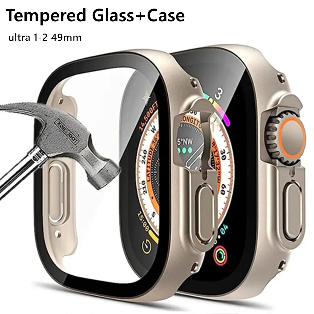 Neues Glas + Hülle für Apple Watch Ultra2 49 mm Smartwatch PC Bumper Displayschutzfolie Gehärtete Folie für Apple Watch Ultra Zubehör