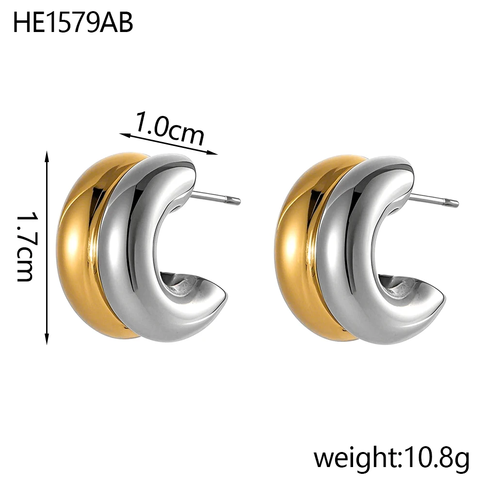 CARLIDANA هيبوالرجينيك هندسية طقم من الحلقان مختلط اللون مطلية بالذهب الفولاذ المقاوم للصدأ أقراط بريمة أنيقة مجوهرات للنساء