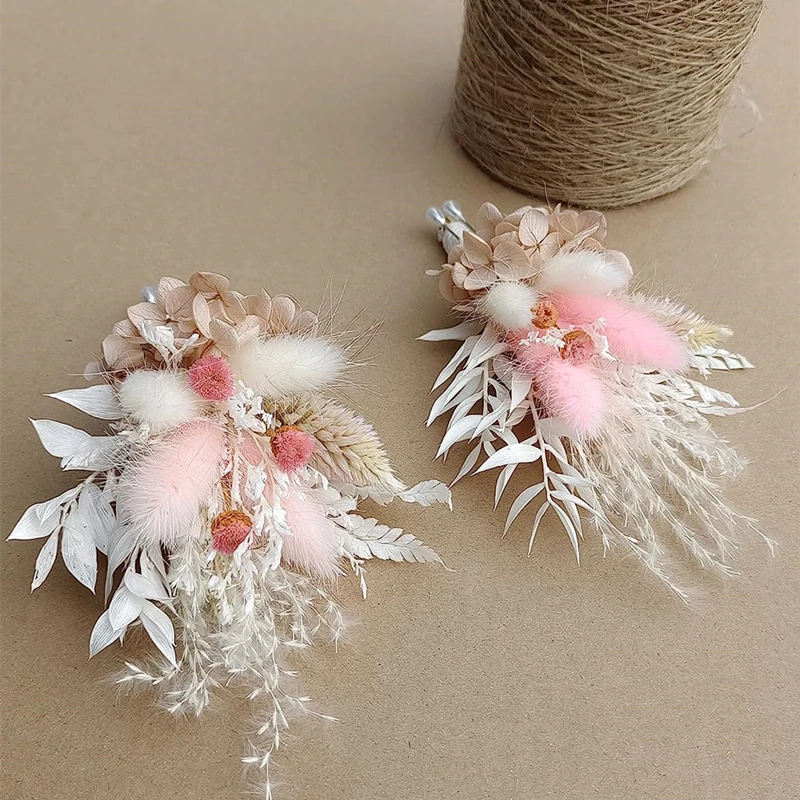 Mini Dried Flower Boutonnieres for Bridesmaid Corsage Boho Rustic Wedding Groom and Groomsmen Dusty Pink Decoration