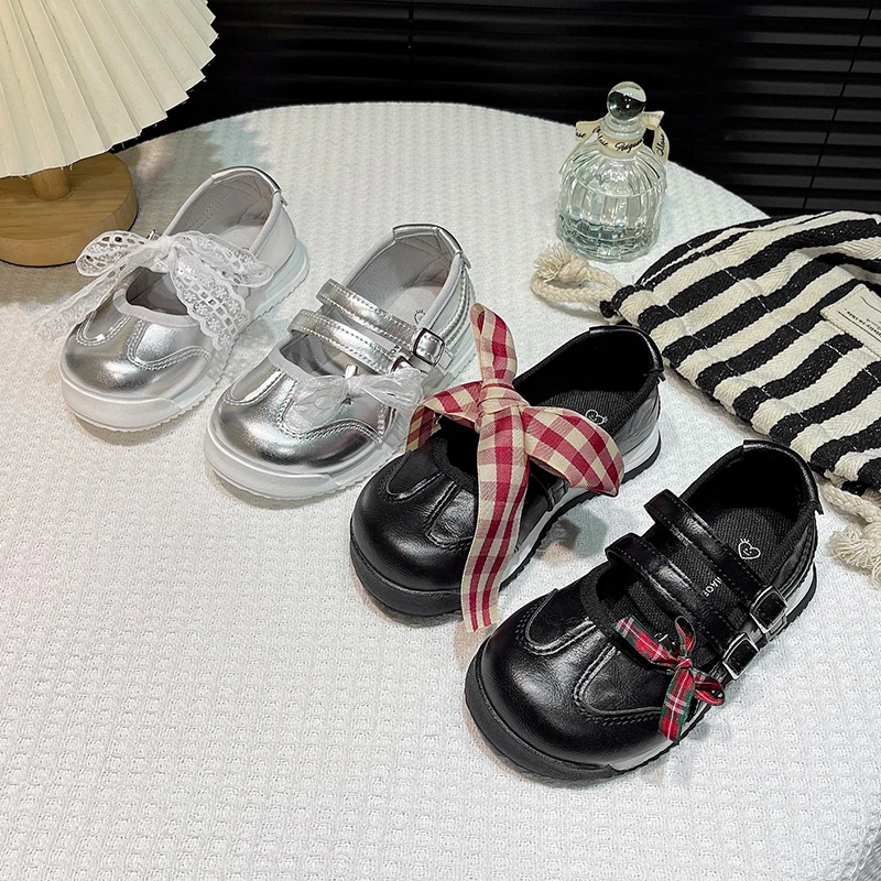 

Children Casual Shoes Princess Detachable Bows Kids Tennis Shoes Soft Bottom 2025 Autumn New Girls Sports Shoes Non-slip Trendy