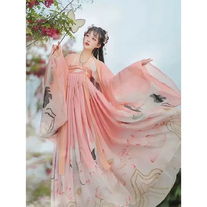 จีนแบบดั้งเดิมชุดเจ้าหญิงฮาโลวีน Hanfu เครื่องแต่งกาย Fairy Elegant หญิงกระโปรงหน้าอกจีนสไตล์โบราณ Hanfu ชุด