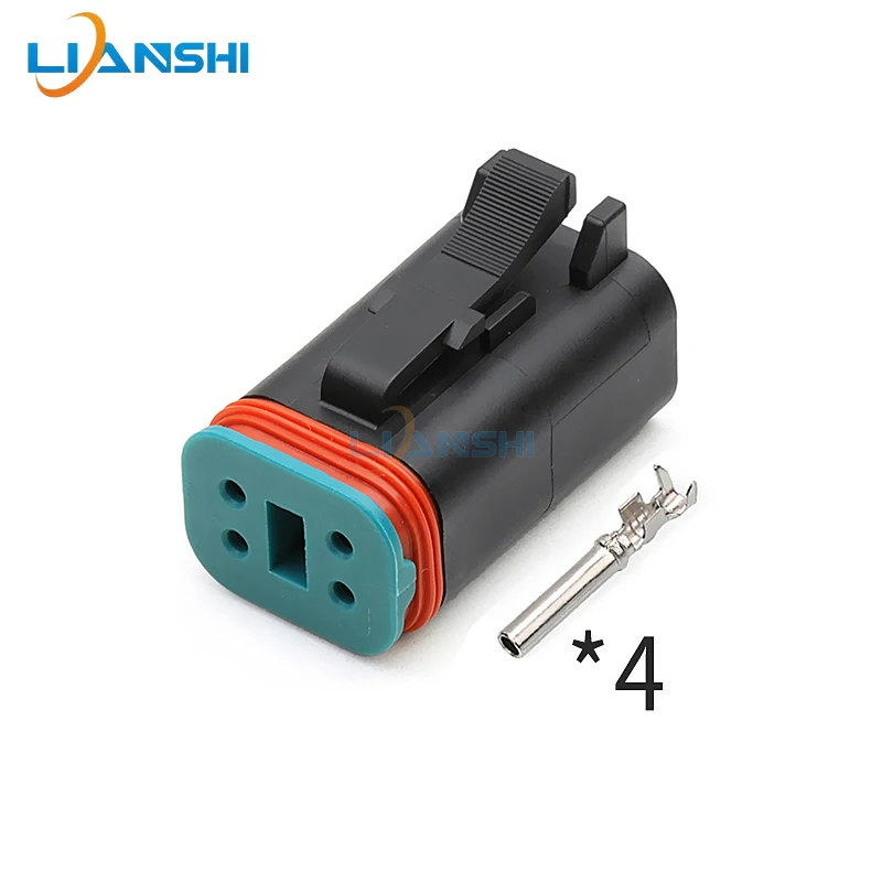 1 Set 4 Pin Waterproof Automotive Oxygen Sensor Docking Connector Male AT04-4P-RD01BLK Female AT06-4S-RD01BLK