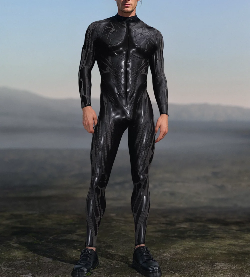 Herren Cyber ​ ​ Mechanischer Rüstungs-Bodysuit, Punk-Cosplay-Bodysuit, Steampunk-Kostüm, Halloween-Party, Show, Festival, Performance-Set – Detail 3