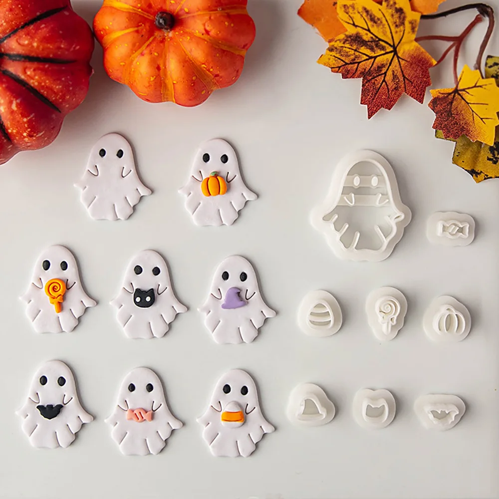 Halloween Ghost Polymer Clay Cutter Mini Decoration Polymer Clay Mold DIY Festival Party Earrings Pendant Ornament Ceramic Tool