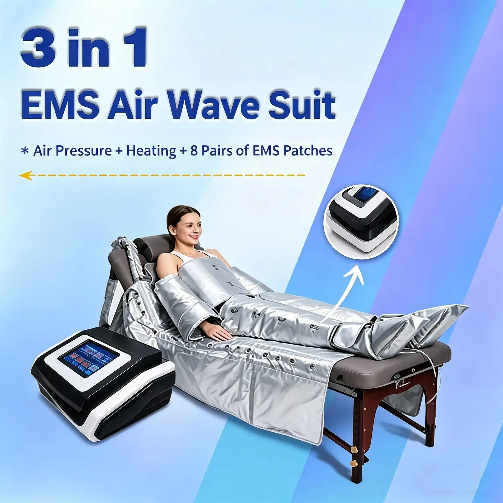 Three in One EMS Air Wave Instrument Heating Beauty Device Massager Air Pressure Therapy Body Shaping Set Suitable for Home