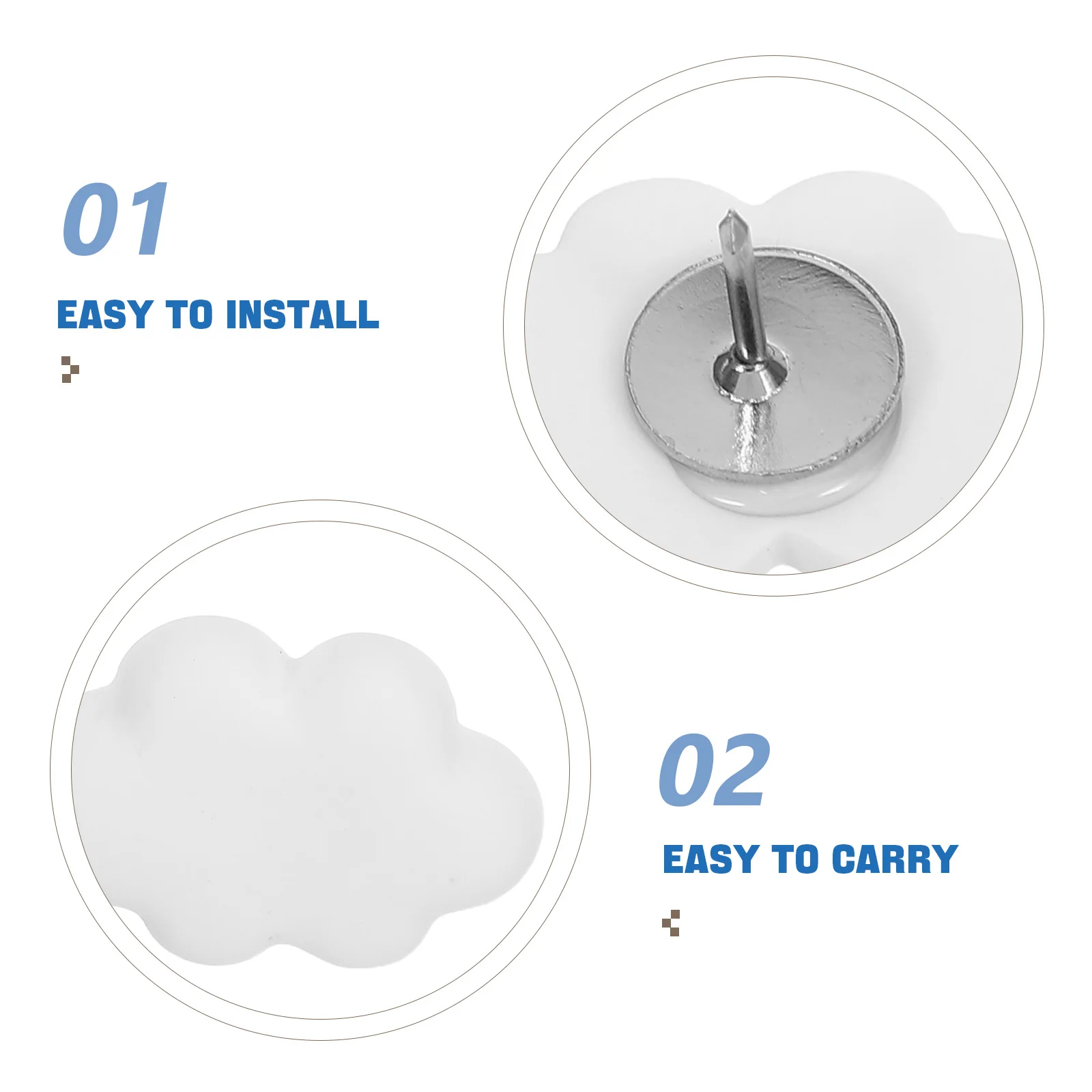 10 szt. ozdobnych pinezek, urocze pinezki w kształcie chmurki z żywicy, białe metalowe do tablic ogłoszeń, domu, biura, szkoły, akcesoria do projektów DIY