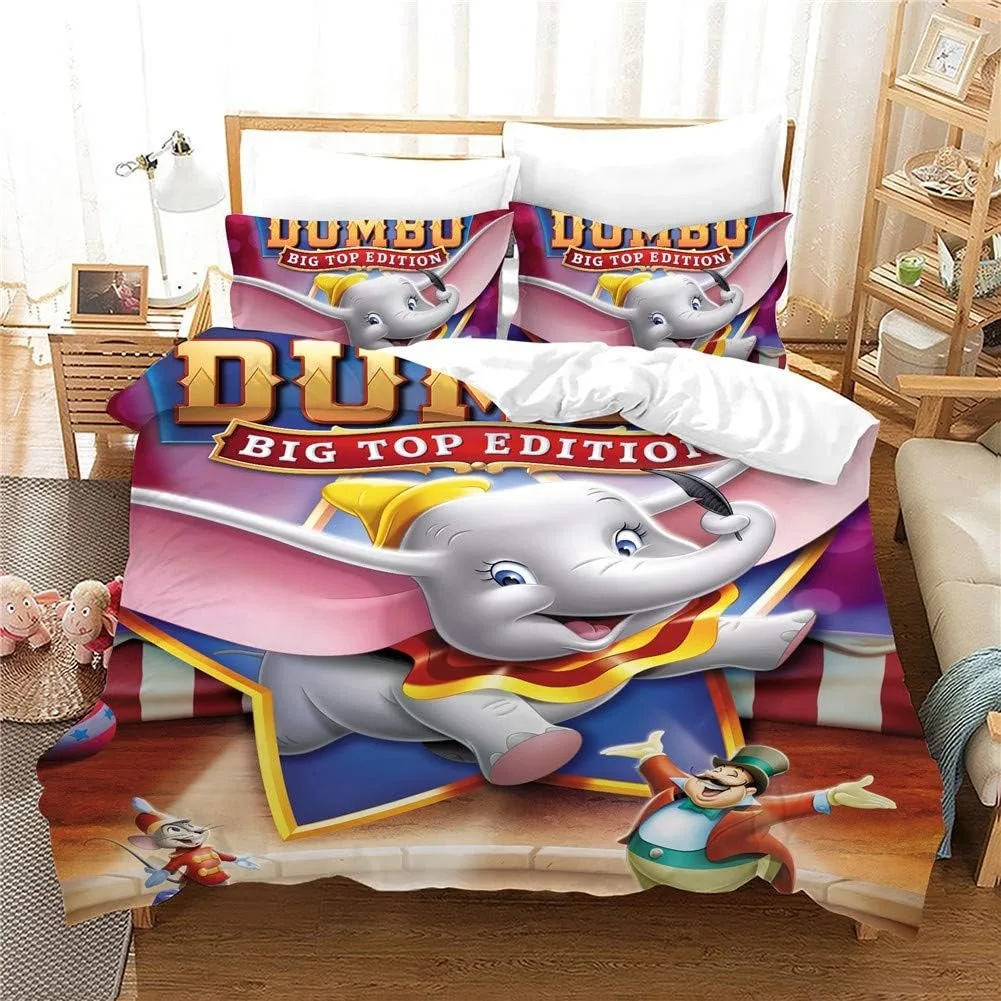 Stars Moon Kids Boys Cartoon Duvet Cover Set,Dumbo Bedding Set,Lovely Dumbo Quilt Cover Pillowcase Single Twin Full Queen King