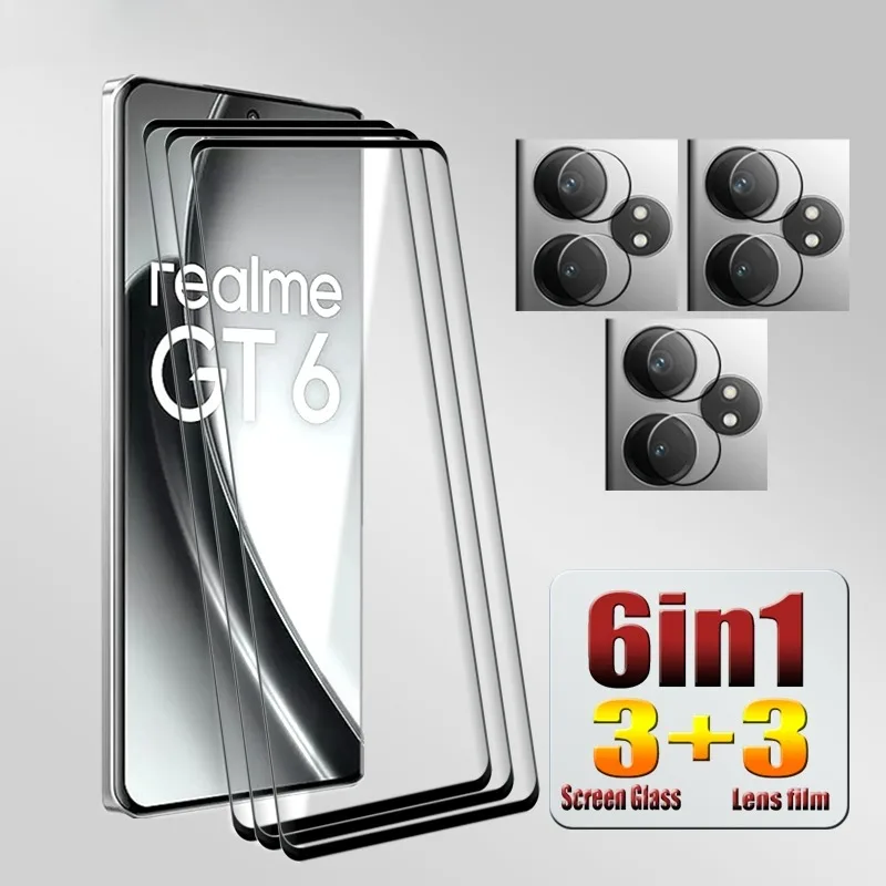 

For Realme GT 6 Screen Glass film Full Cover For Realme GT 6T Curved Protector For Realme GT 6 Soft Fiber Camera film