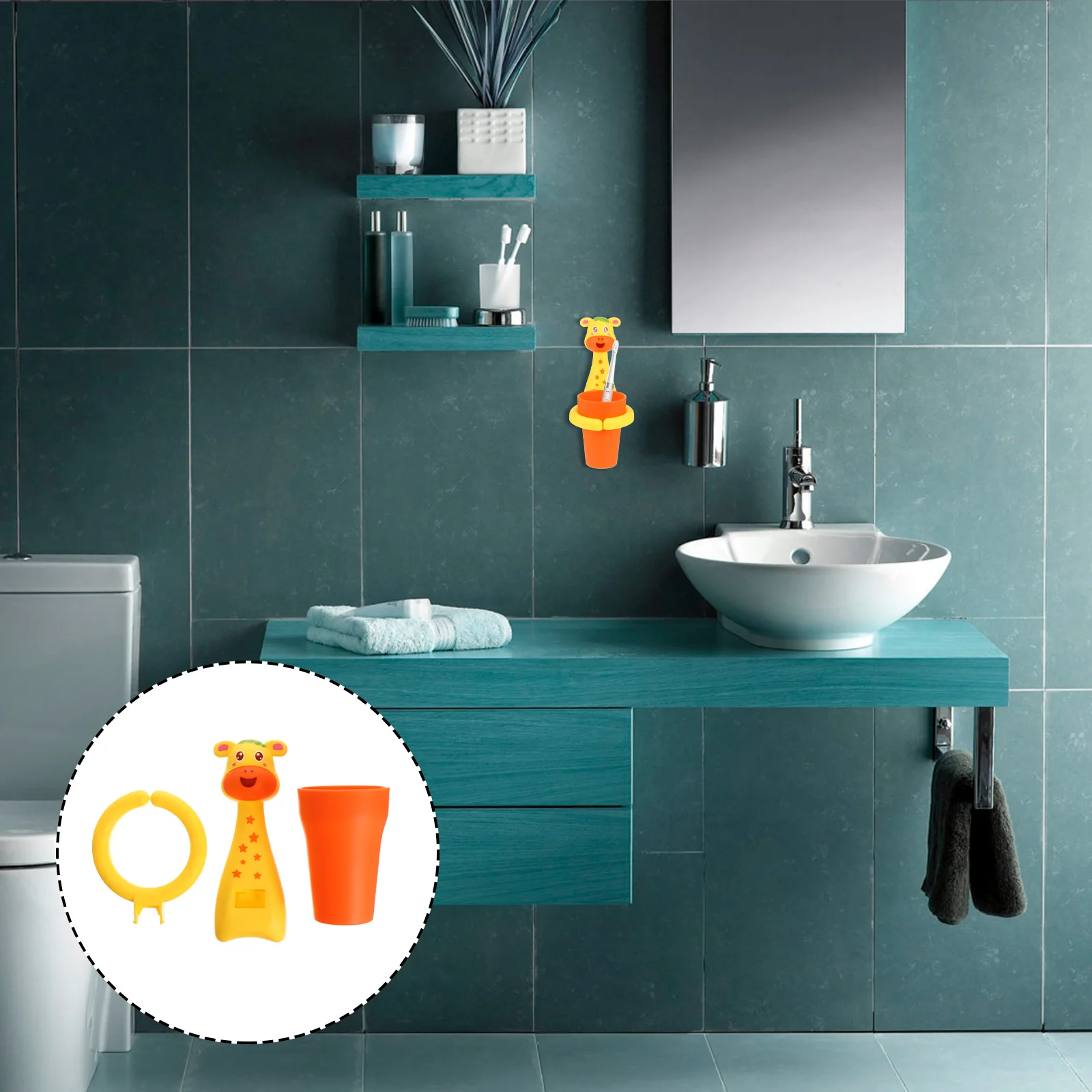 

Toothbrush Wall Mount Cup Set Case Bathroom Wall-mounted Holder Hanger Orange Holding Rack
